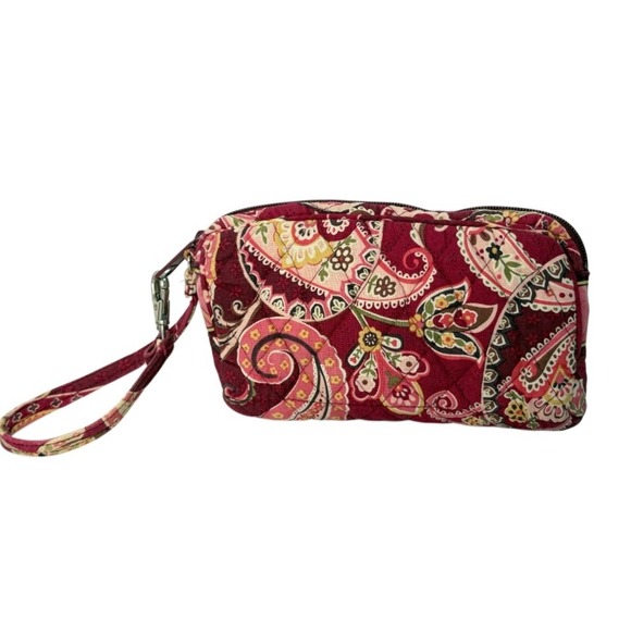 Vera Bradley 2005 "Piccadilly Plum" Wristlet Cosmetic Lipstick Bag Pink Paisley - Picture 2 of 6